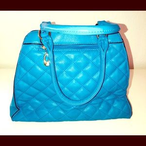 Peacock blue leather satchel w strap